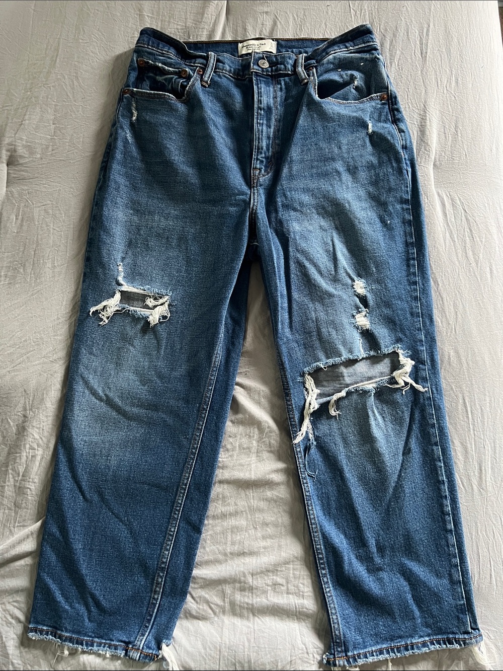 Abercrombie & Fitch Distressed Blue Cropped Ankle Jeans